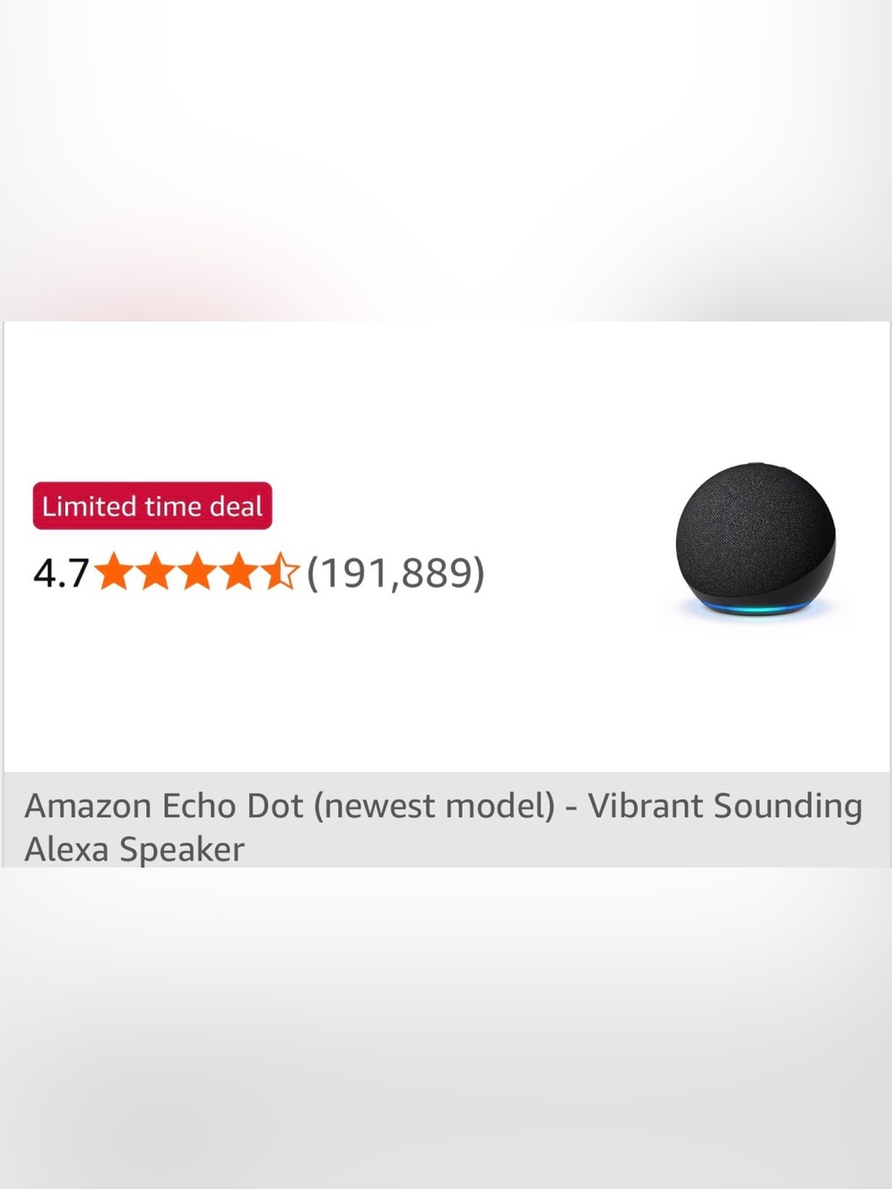 Amazon Echo Dot Smart Speaker – Charcoal with Blue Accent Newest Model Brand New